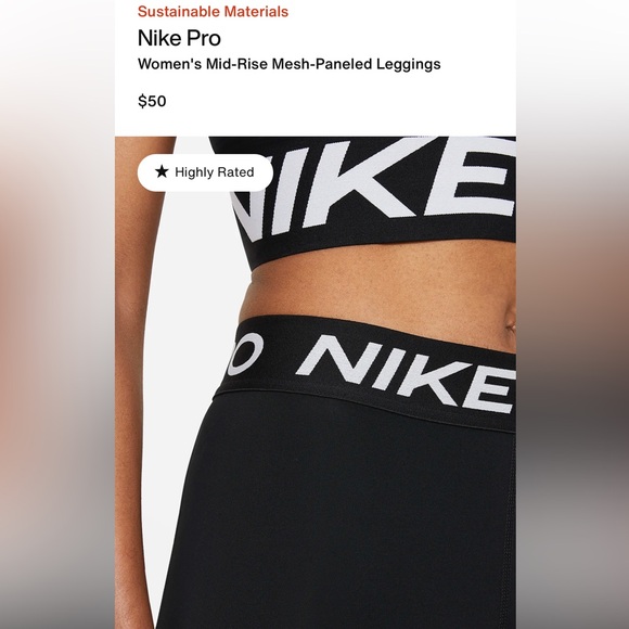 NEW Nike Pro Women's Mid-Rise Mesh-Paneled Leggings Training - Picture 5 of 9